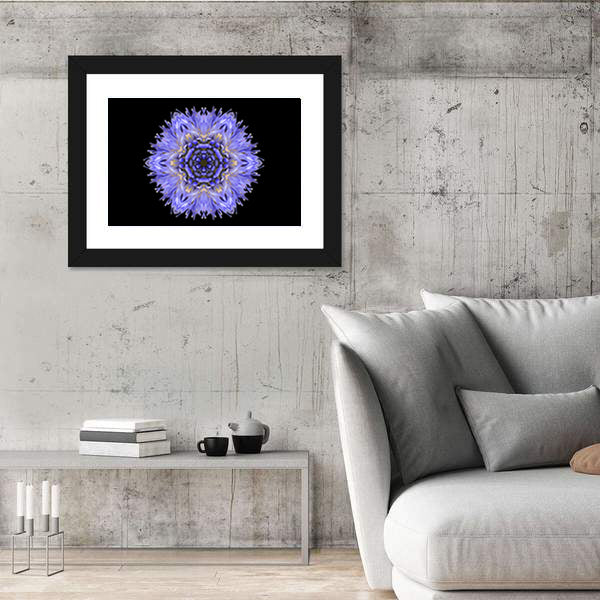 Blue Mandala Cornflower Canvas Wall Art