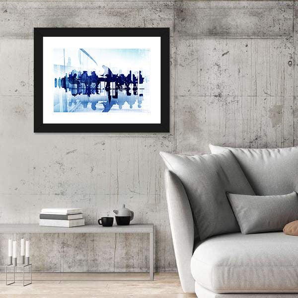 Business Meeting Double Exposure Canvas Wall Art