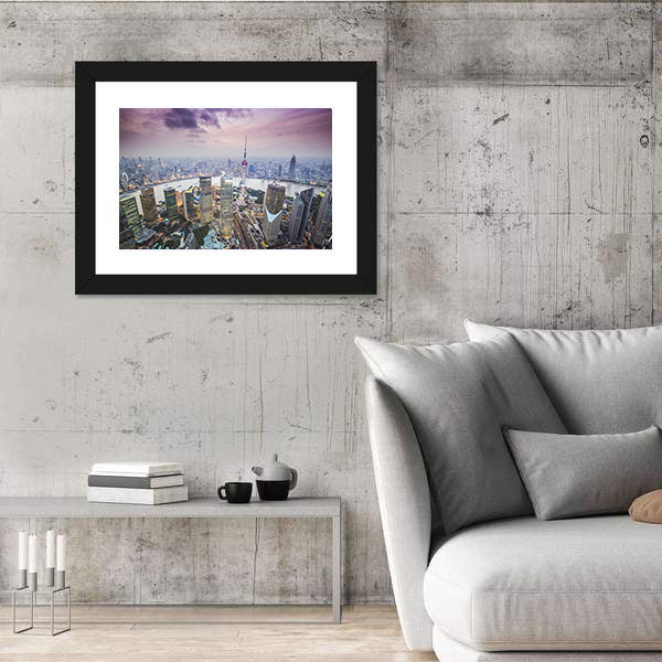 Pudong Financial District In Shanghai Canvas Wall Art