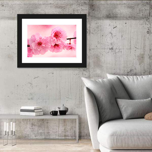 Pink Flowers In Spring Canvas Wall Art