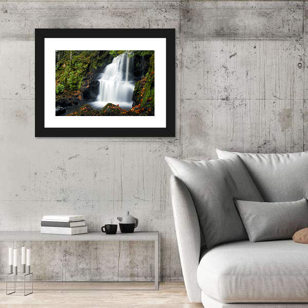 Tobermory Waterfall with Mossy Rocks Canvas Wall Art
