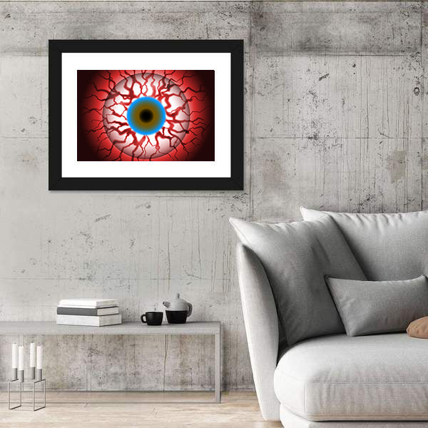 Spooky Bloodshot Eyeball With Veins Canvas Wall Art