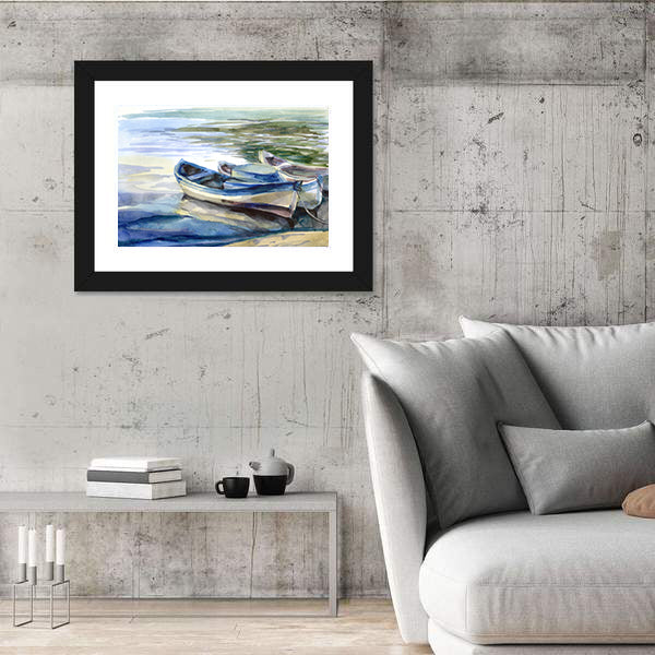 Seascape with Three Boats Canvas Wall Art