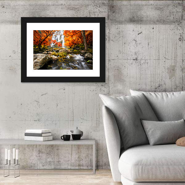 Autumn Waterfall In Kanchanaburi Thailand Canvas Wall Art