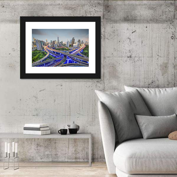 Shanghai Highway Junctions Canvas Wall Art