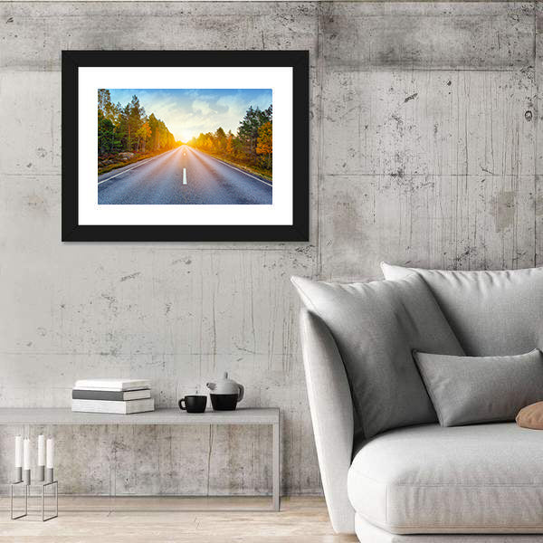 Scenic Road In Sweden Canvas Wall Art