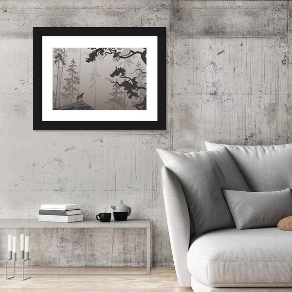 Wolf In The Forest Canvas Wall Art