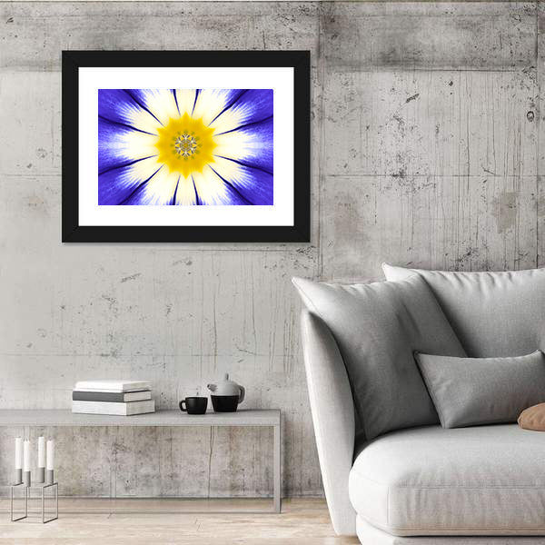 Kaleidoscope Blue Mandala Flower Canvas Wall Art