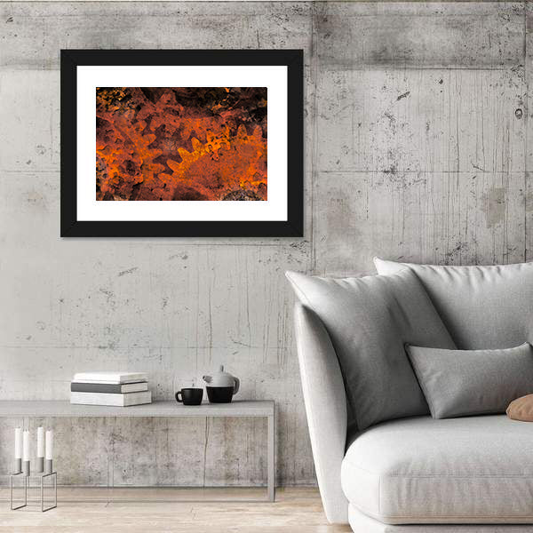 Rusted Gears and Cogs Canvas Wall Art