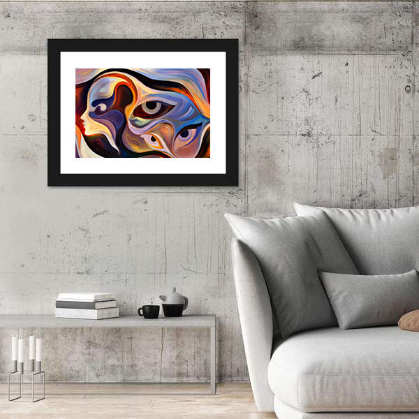 Abstract Human Profile with Eyes Canvas Wall Art