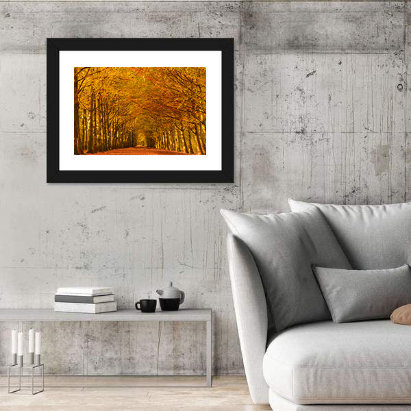Autumn Forest Lane Canvas Wall Art