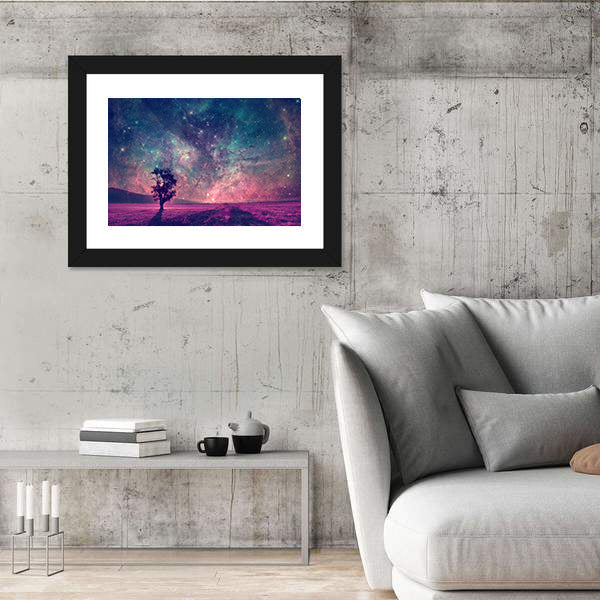 Alien Planet Nebula Silhouette Canvas Wall Art