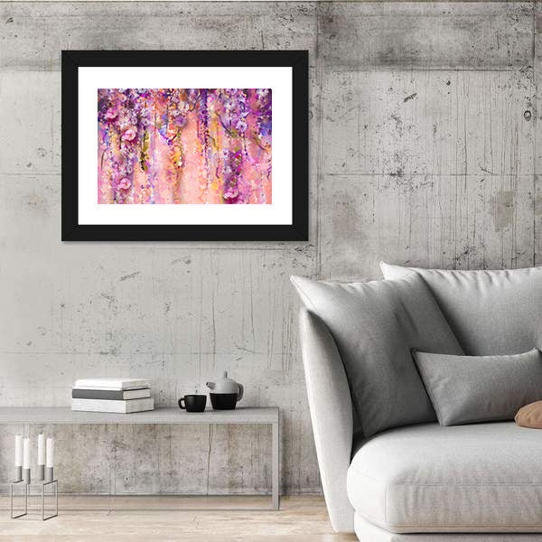 Wisteria Blossoms in Purple and Pink Canvas Wall Art