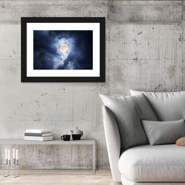 Supermoon in Clouds Canvas Wall Art