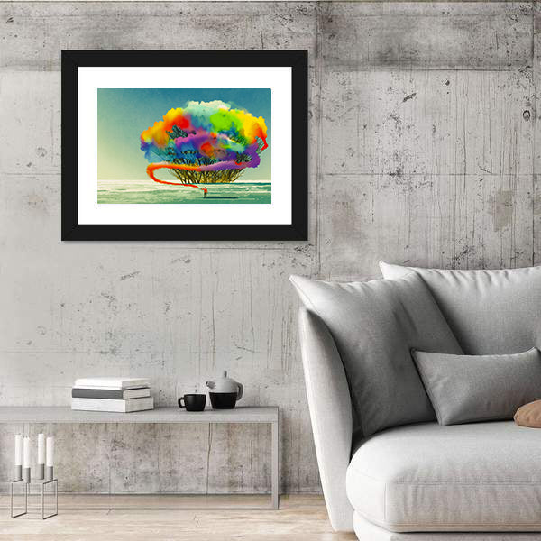 Colorful Smoke Flare Illustration Canvas Wall Art
