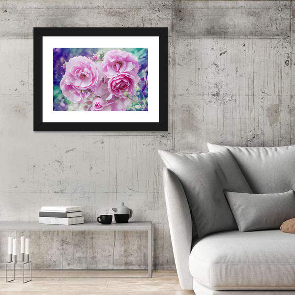 Romantic Pink Roses Close-up Canvas Wall Art