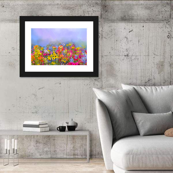 Multicolor Spring Wildflower Meadow Canvas Wall Art