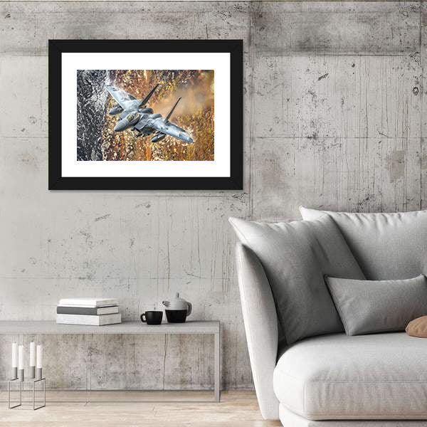 F-15 Fighter Jet Canyon Run Canvas Wall Art