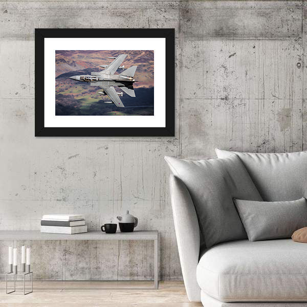 Panavia Tornado Over Mountainous Terrain Canvas Wall Art