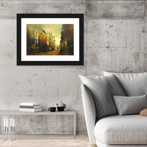 Urban Street at Golden Dusk Canvas Wall Art