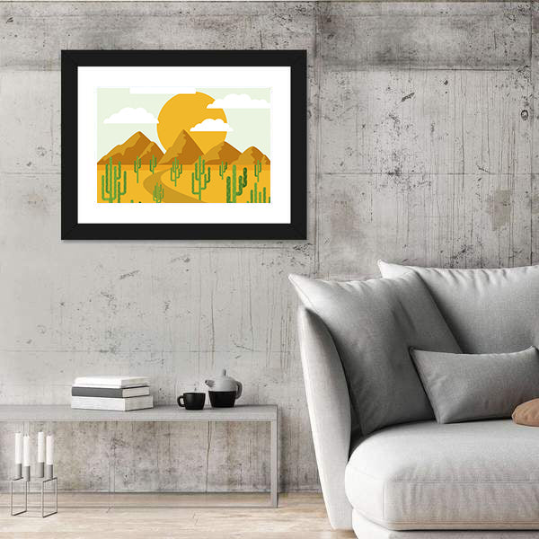 Layered Desert Vector Illustration Canvas Wall Art