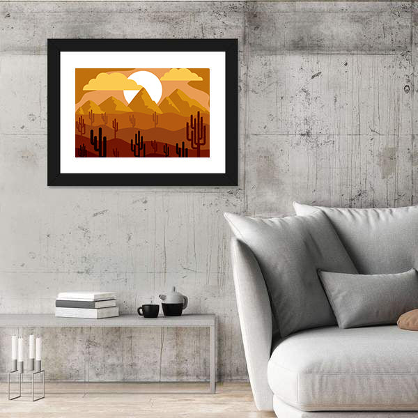 Desert Sunset with Saguaro Cacti Canvas Wall Art