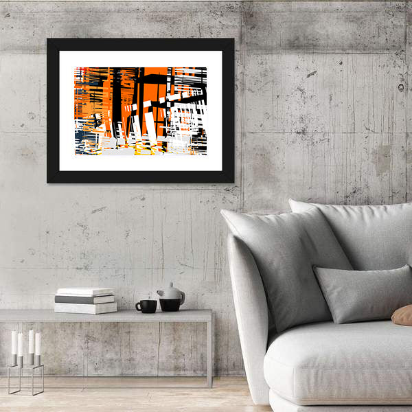 Gradient Grunge Abstract with Geometric Layers Canvas Wall Art