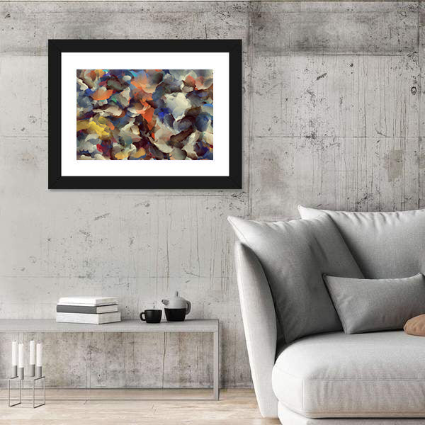 Colorful Retro Abstract Brushstroke Composition Canvas Wall Art