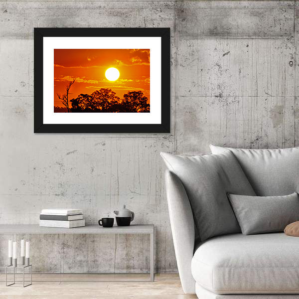 Burning Sun Over Jungle Canvas Wall Art