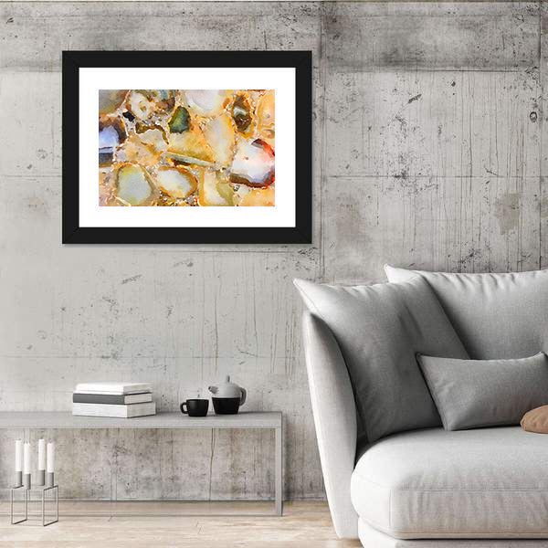 Watercolor Agate Gemstone Mosaic Canvas Wall Art
