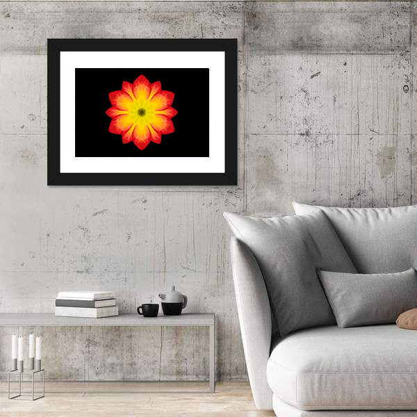 Red And Yellow Flower Mandala Canvas Wall Art