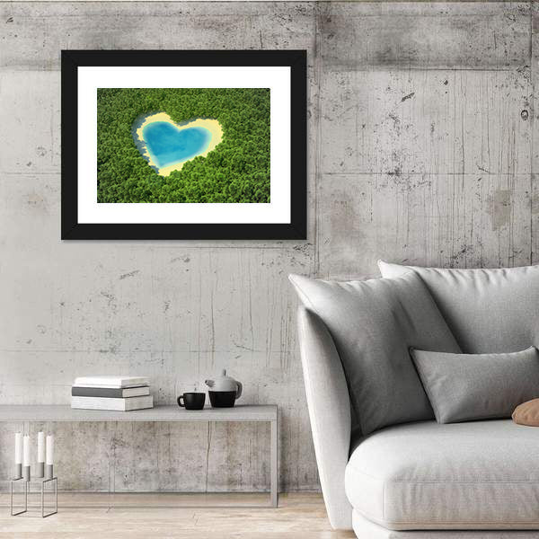 Heart Shaped Pond In A Tropical Forest Canvas Wall Art