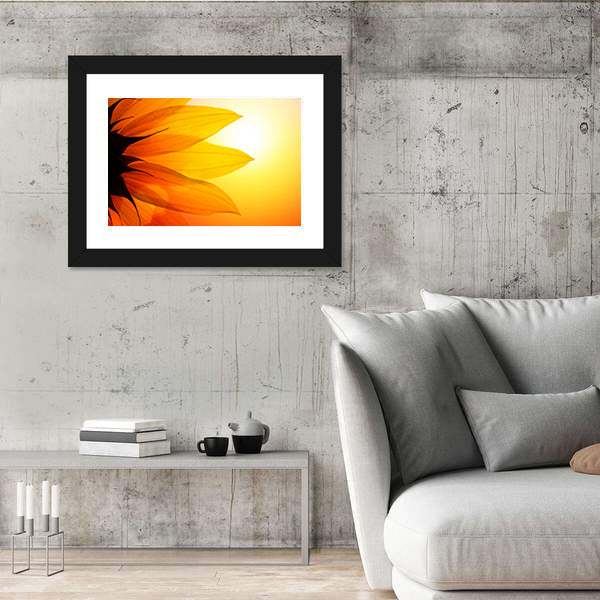 Yellow Sunflower Petals At Sunset Canvas Wall Art