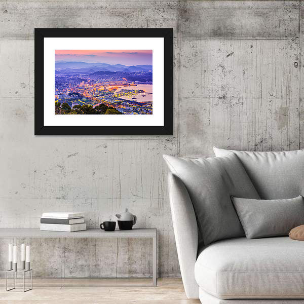 Sasebo Downtown Skyline In Nagasaki Japan Canvas Wall Art