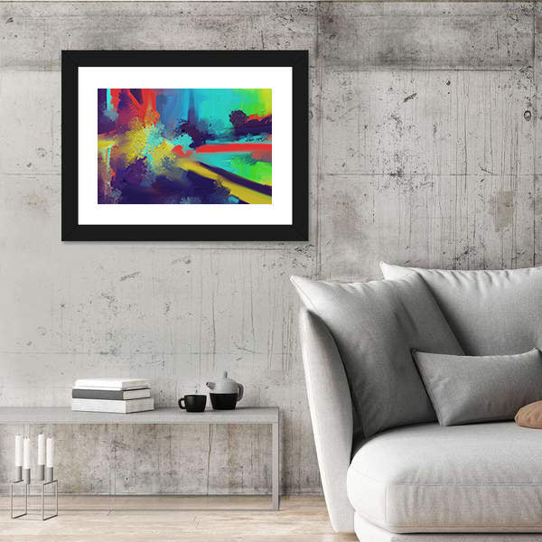Expressionist Color Burst with Yellow-white Highlight Canvas Wall Art