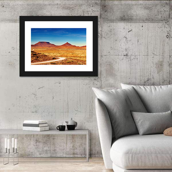 Winding Desert Road to Distant Peaks Canvas Wall Art