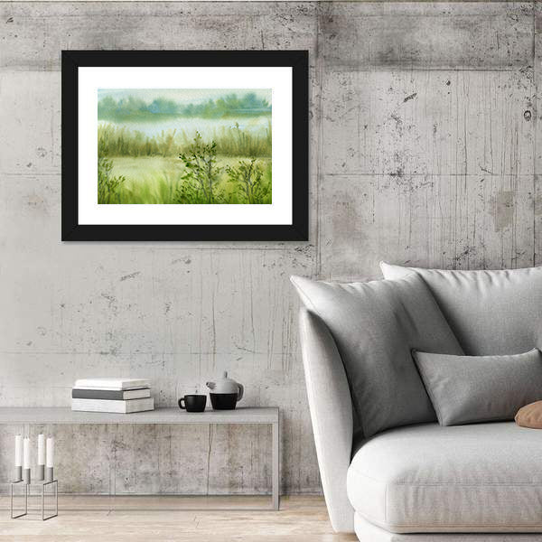 Misty River Meadow Canvas Wall Art
