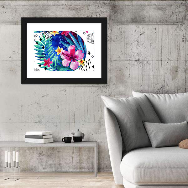 Tropical Hibiscus and Plumeria Circle Canvas Wall Art