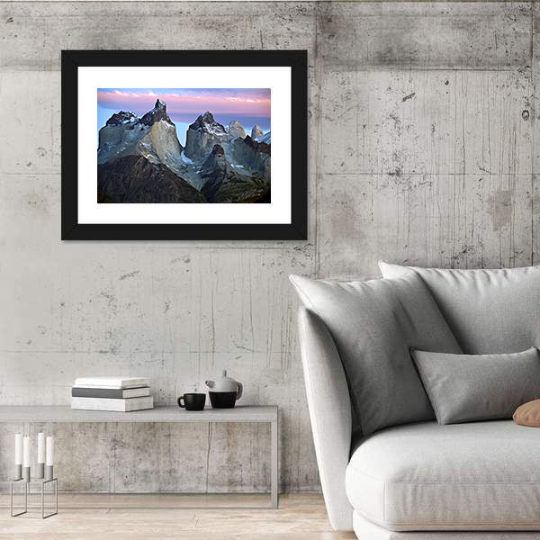 Torres Del Paine Mountain Peaks at Sunrise Canvas Wall Art