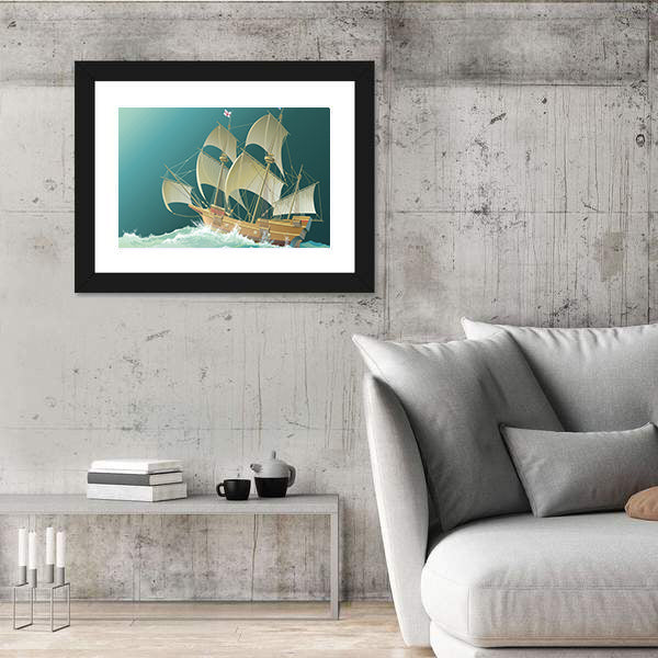 Galleon Mayflower in Heavy Sea Canvas Wall Art