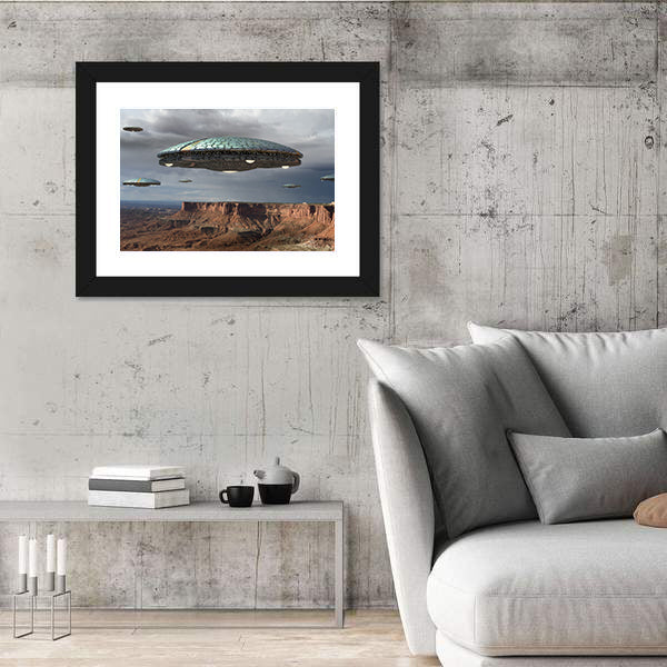 Alien Fleet Over the Grand Canyon Canvas Wall Art