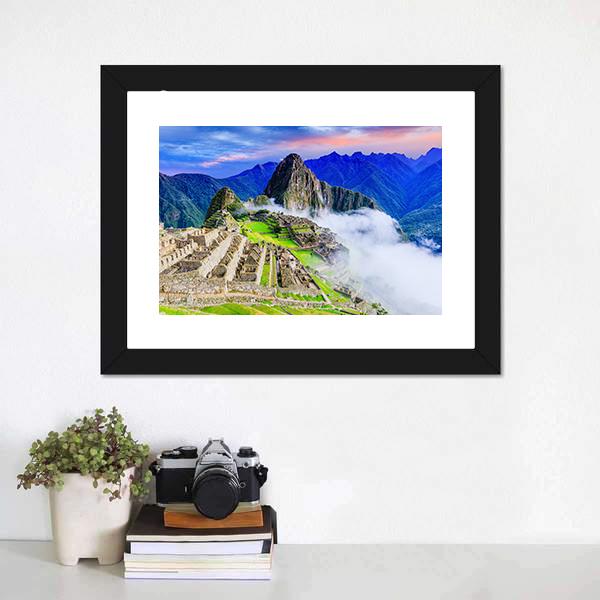 Machu Picchu Morning Mist Canvas Wall Art