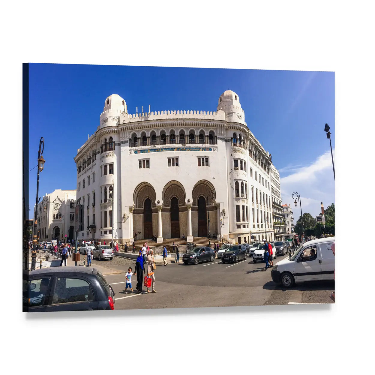 La Grande Poste D'alger Facade Canvas Wall Art, single panel gallery wrapped canvas, angled product view