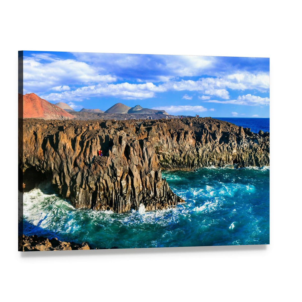 Volcanic Cliffs with Crashing Waves Canvas Wall Art, single panel gallery wrapped canvas, angled product view