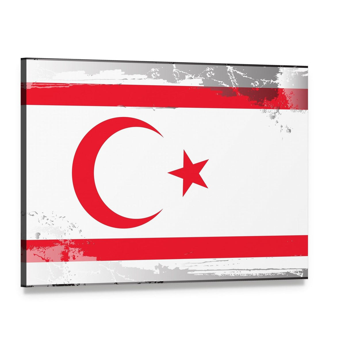Northern Cyprus Flag Canvas Wall Art, single panel gallery wrapped canvas, angled product view