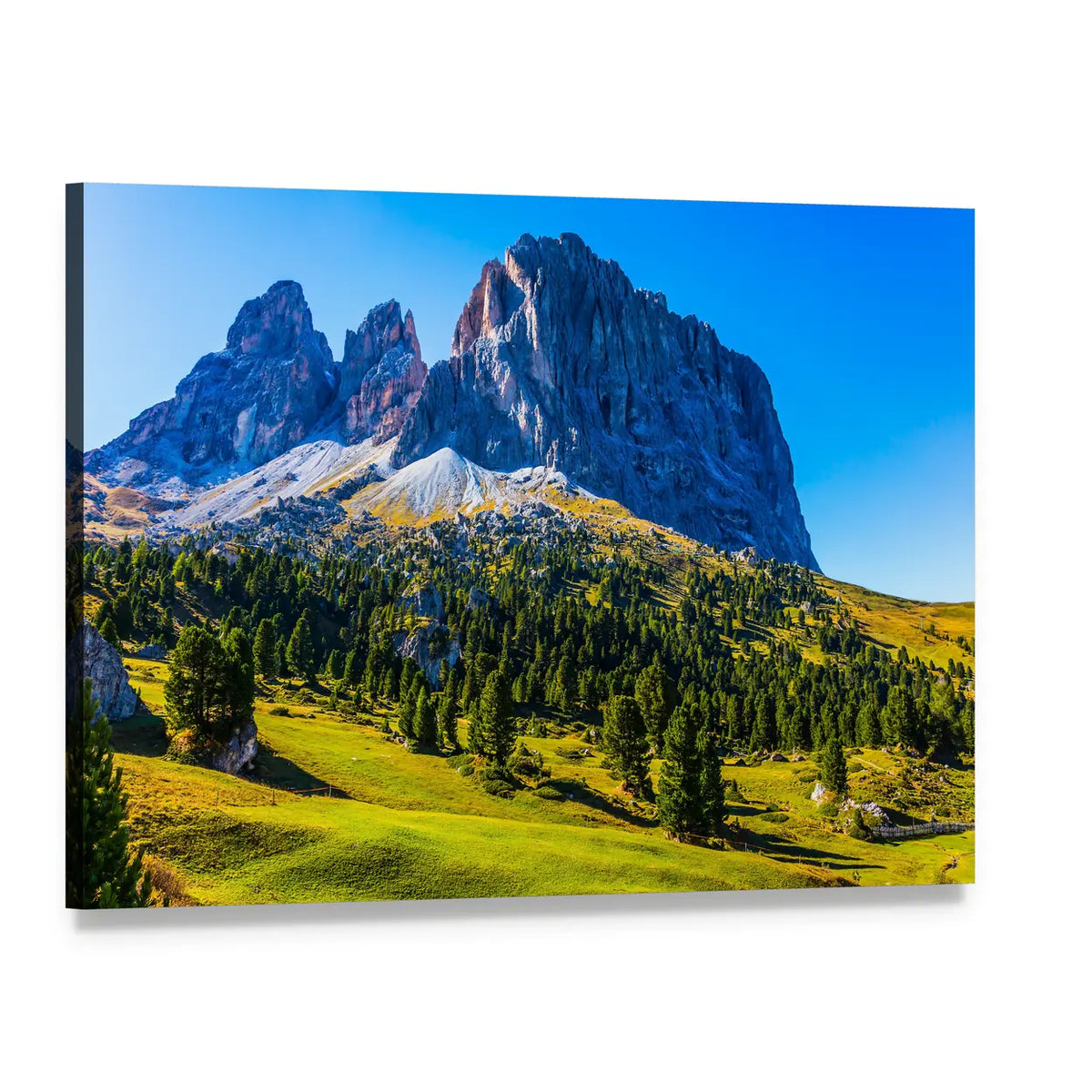 Morning Light on Jagged Limestone Peaks Canvas Wall Art, single panel gallery wrapped canvas, angled product view