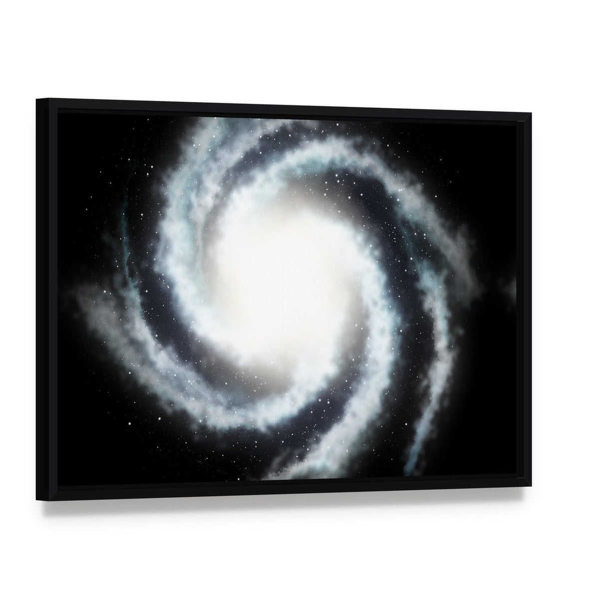 Mysterious Helicoid Galaxy Canvas Wall Art, framed canvas in a black floater frame, angled product view