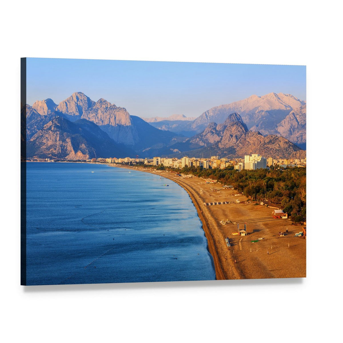 Konyaalti Sand Beach Aerial View Canvas Wall Art, single panel gallery wrapped canvas, angled product view