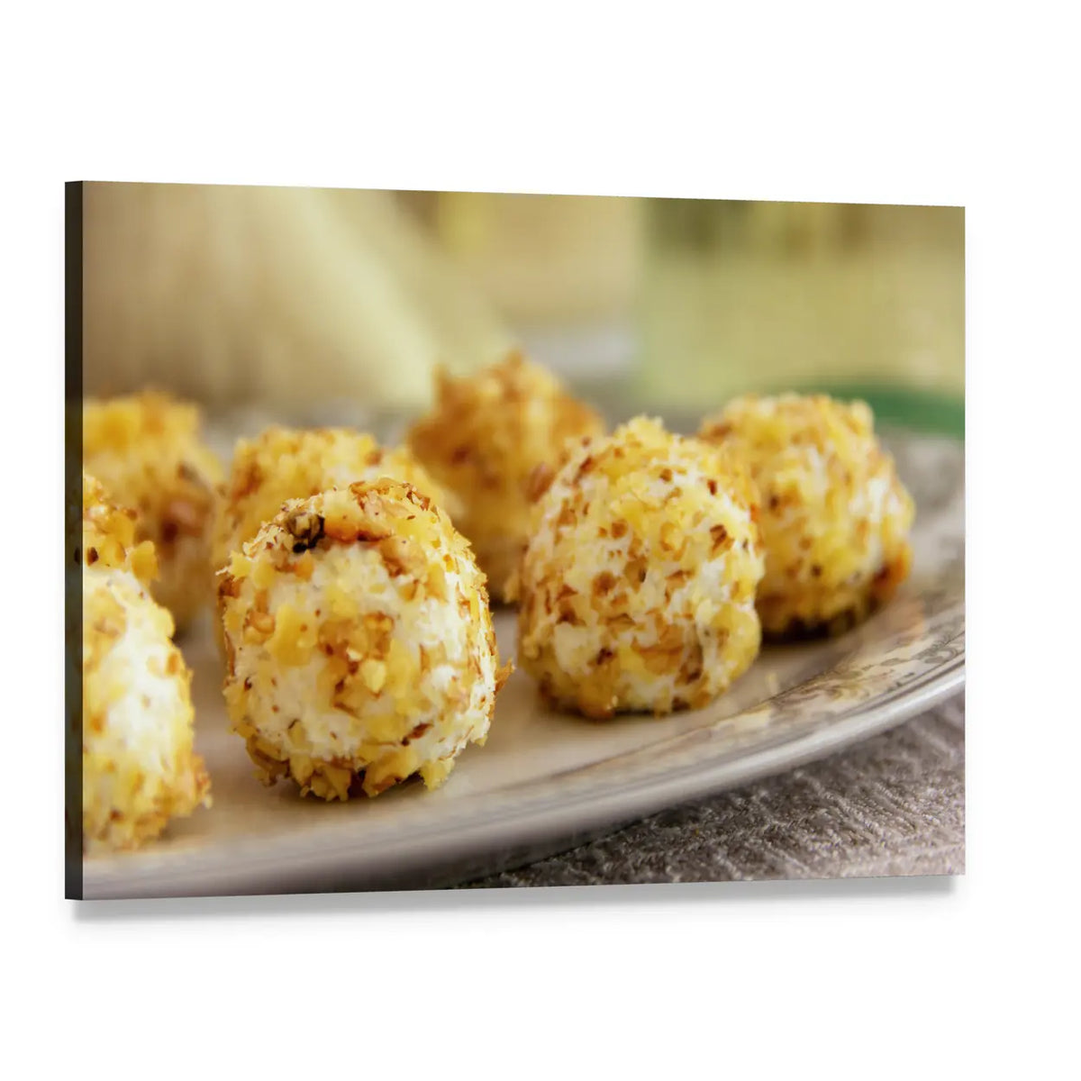 Goat Cheese Balls Canvas Wall Art, single panel gallery wrapped canvas, angled product view
