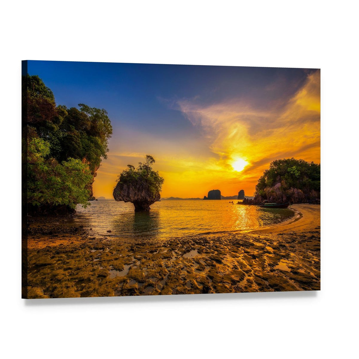 Sunset Over Ko Hong Island Canvas Wall Art, single panel gallery wrapped canvas, angled product view